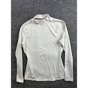 Under Armour ColdGear Mock Neck Top Womens Large White Fitted Long Sleeve Base